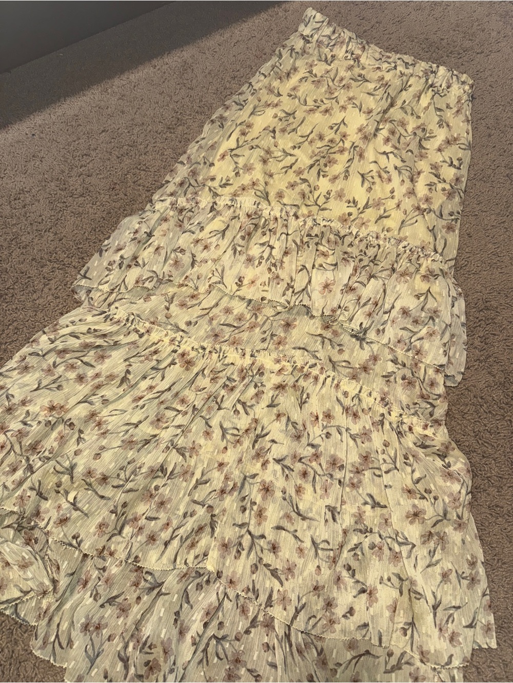 H&M Yellow Floral Tiered Maxi Dress